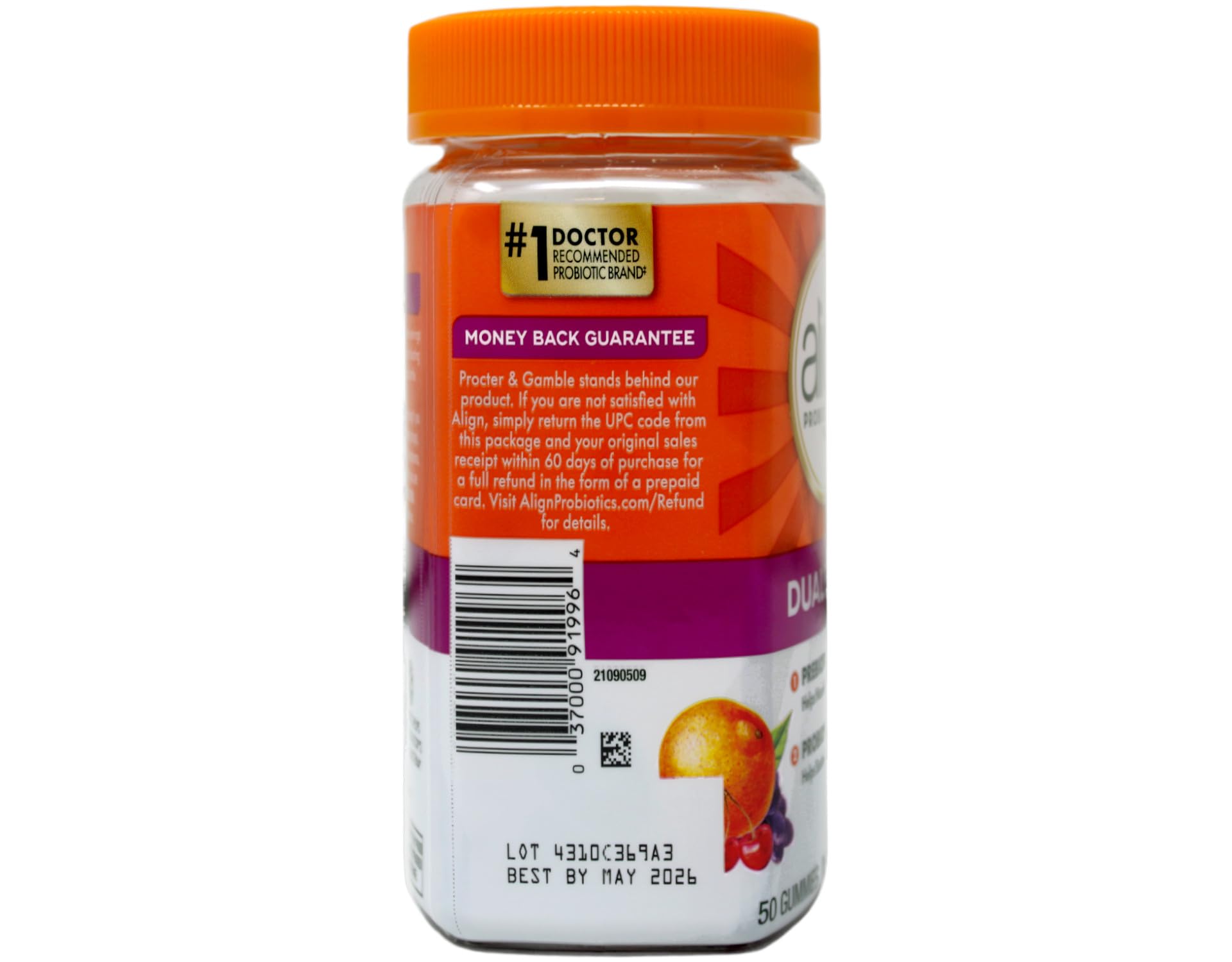 Close-up of fruit-flavored Align gummies