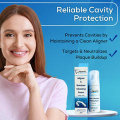 Close-up of minty whitening foam in application