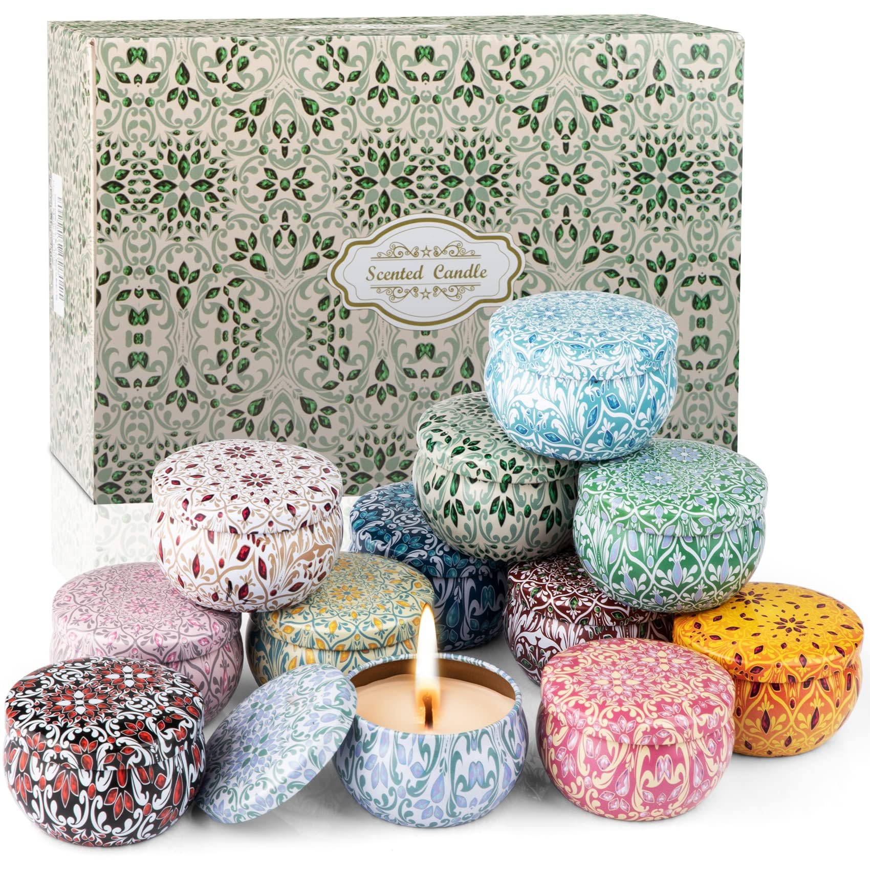 Full 12-pack candle set image with packaging