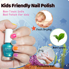ALIKOSSTOR kid applying nail polish demonstrates easy, mess-free playtime.