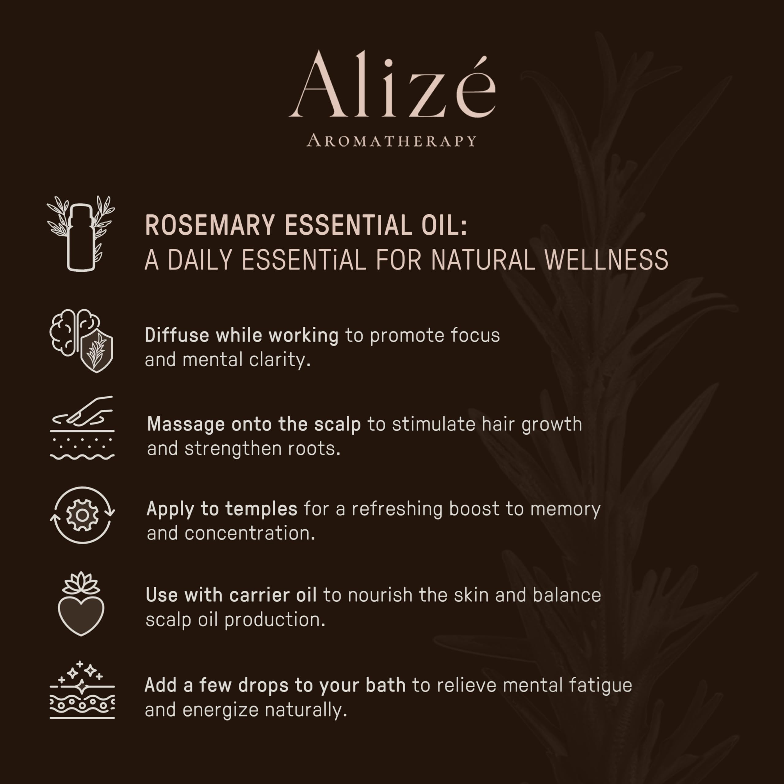 Aromatherapy setup with rosemary oil and diffuser