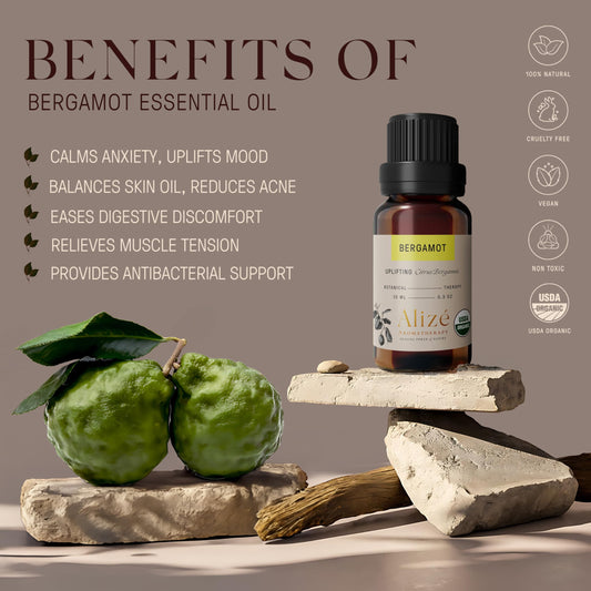 USDA Organic seal on Bergamot Essential Oil packaging