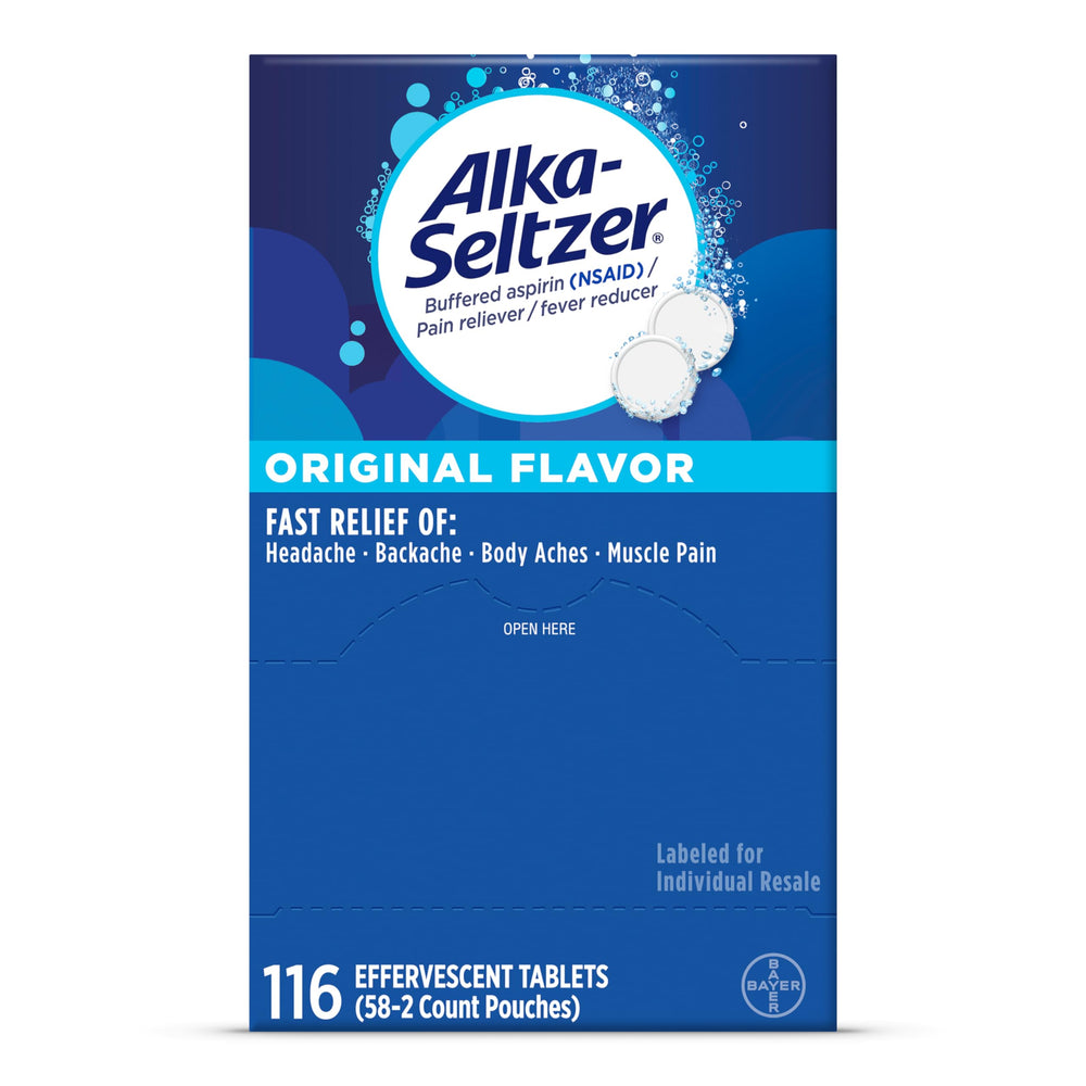 Alka-Seltzer Original tablets dissolving in water for fast relief