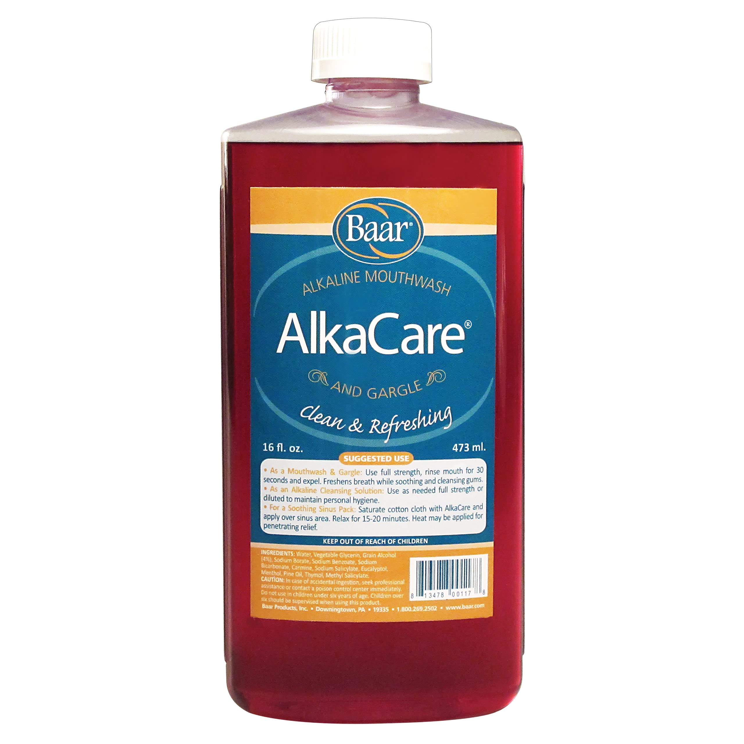 AlkaCare Mouthwash & Gargle bottle front view, 16 oz