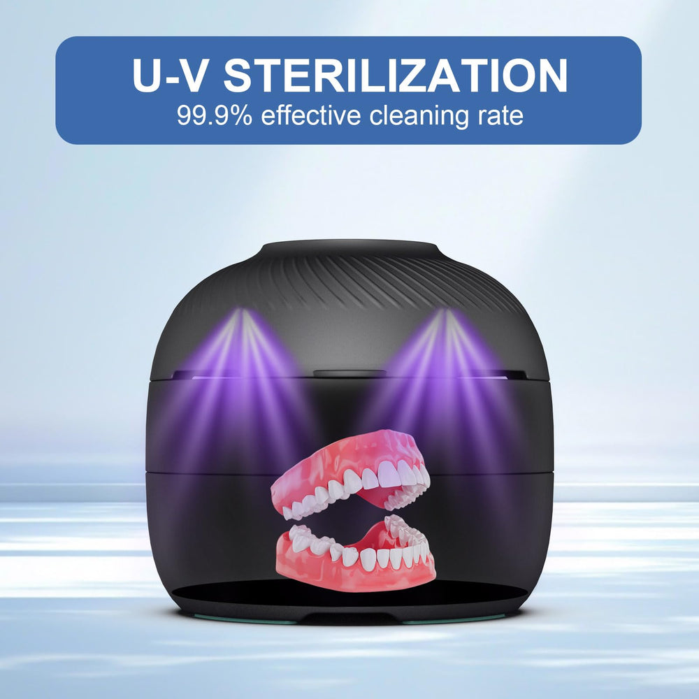 Denture case includes built-in fan for ventilation