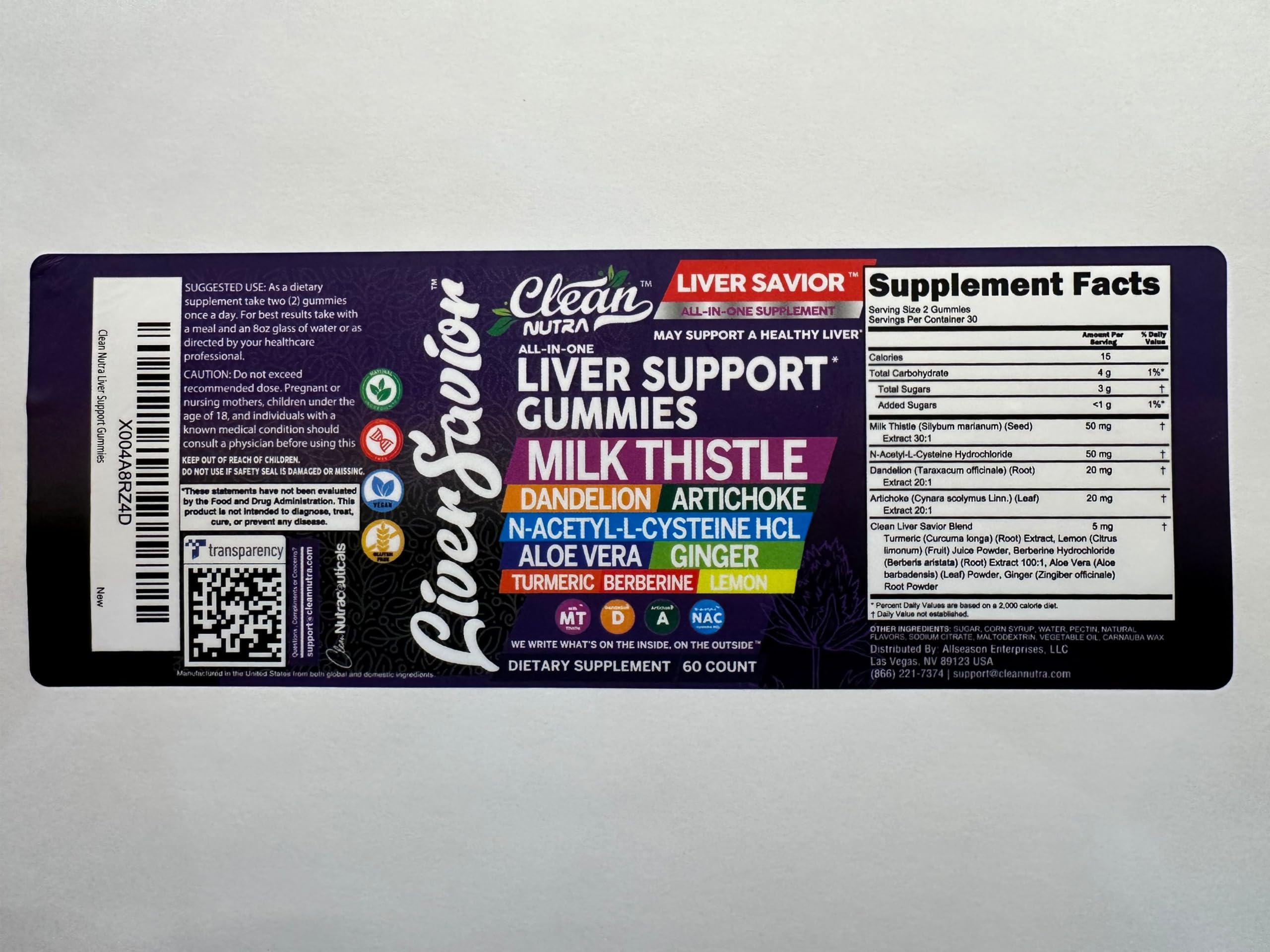 All-in-one liver health formula gummies ingredients overview