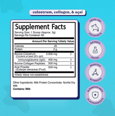 All-in-one wellness blend image with colostrum, collagen and acai