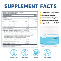 Bio-Heal powder scoop highlighting daily serving for digestive support.