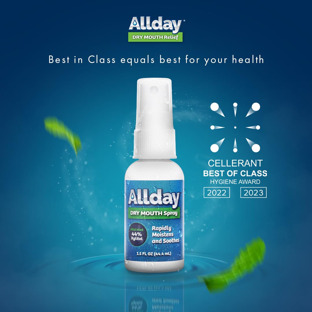 Back view of Allday Dry Mouth Spray Pack of 2