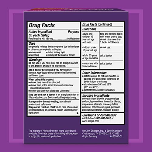 allegra adult 24hour allergy tablets closeup: pills ready for on-the-go relief.