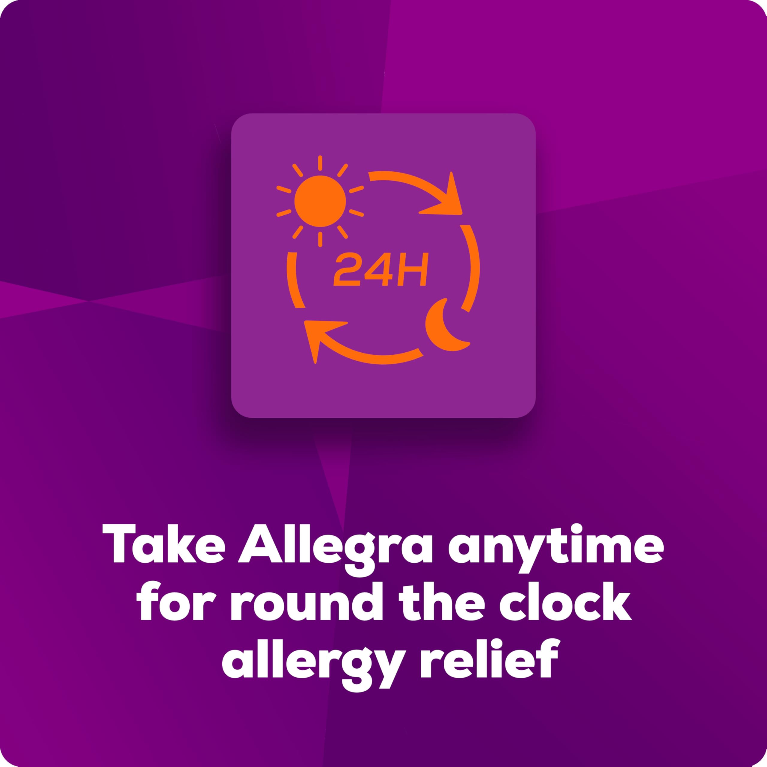 Allegra Adult 24-Hour Relief bottle label closeup emphasizes fexofenadine HCI active ingredient.