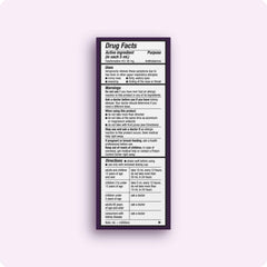 Back label showing active ingredient fexofenadine 30 mg for Allegra Children's Liquid