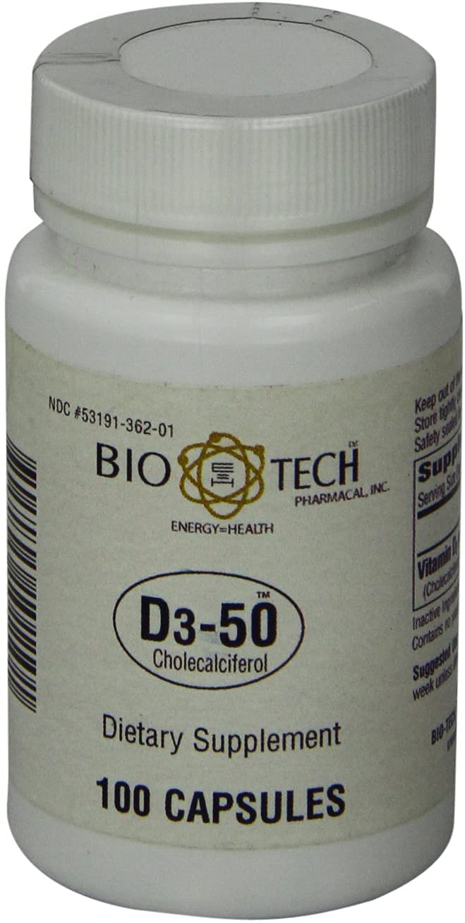 Allergen-free label on D3-50 50,000 IU bottle