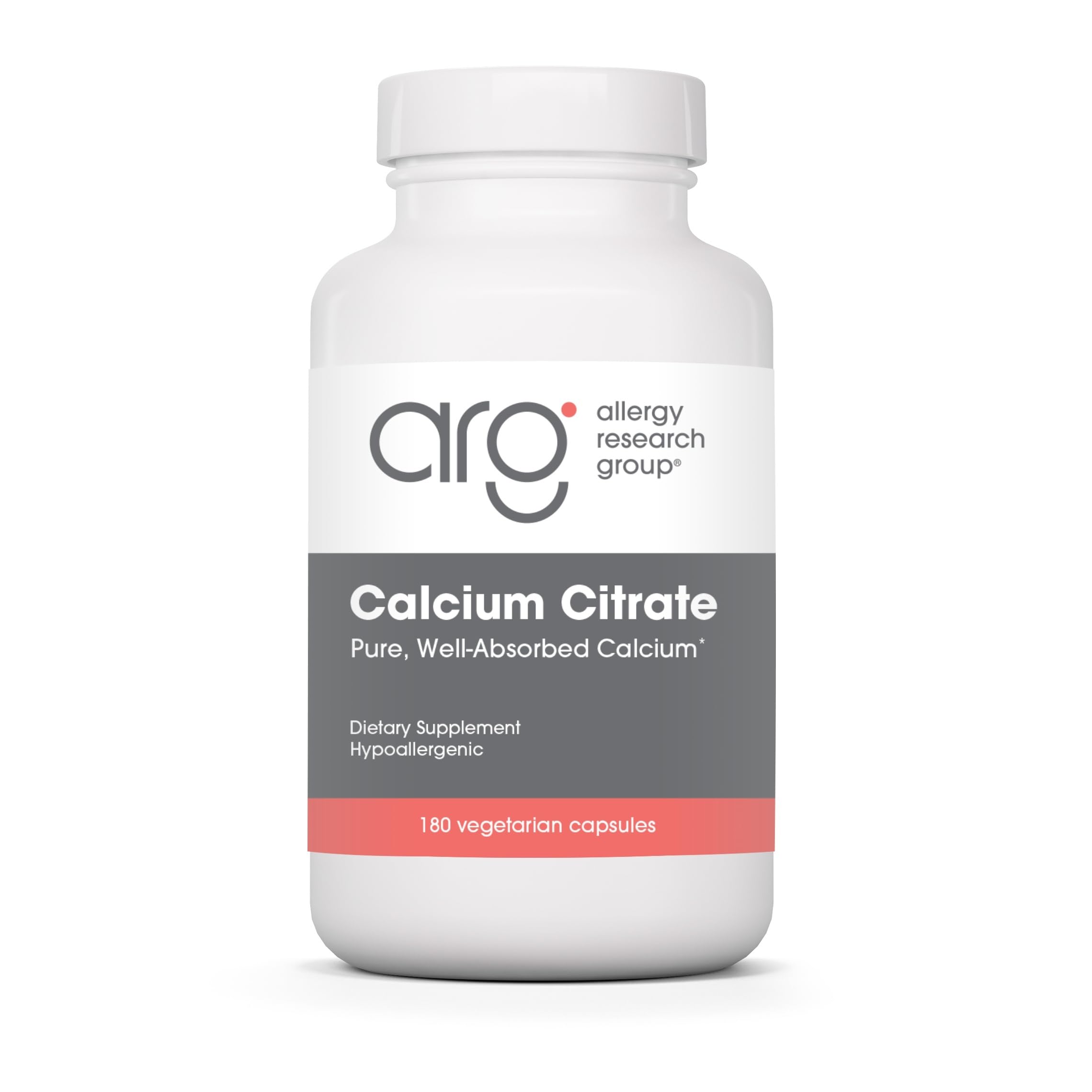 Bottle label for Allergy Research Group Calcium Citrate 150mg vegetarian capsules