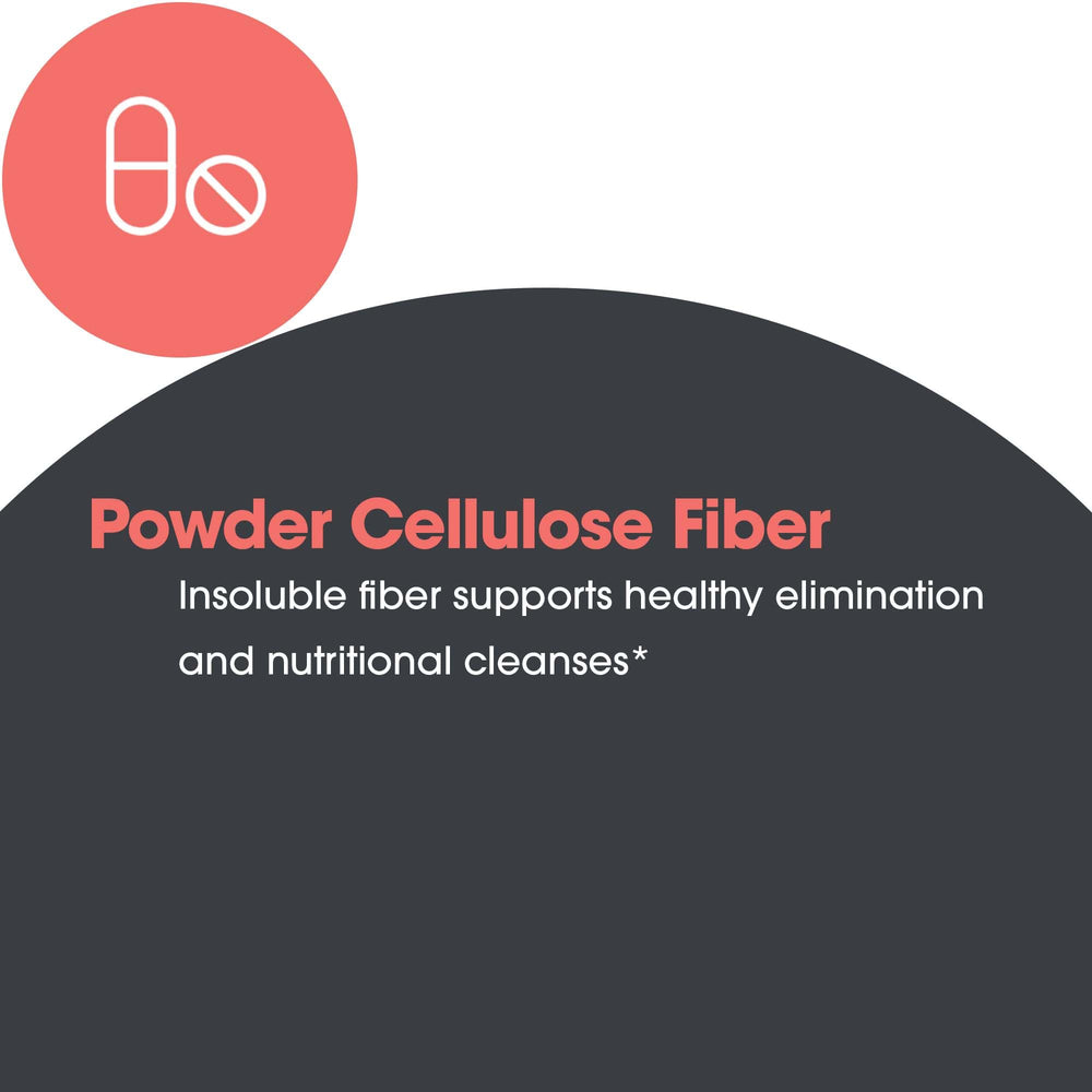 Ingredients and supplement facts for cellulose powder