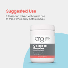 Two bottles of Allergy Research Group Cellulose Powder 8.8 oz