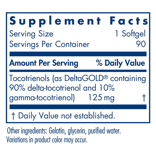 Allergy Research Group Delta-Fraction Tocotrienols bottle label