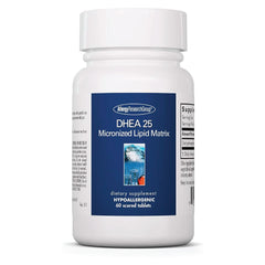 Bottle of Allergy Research Group DHEA 25mg supplement containing 60 tablets