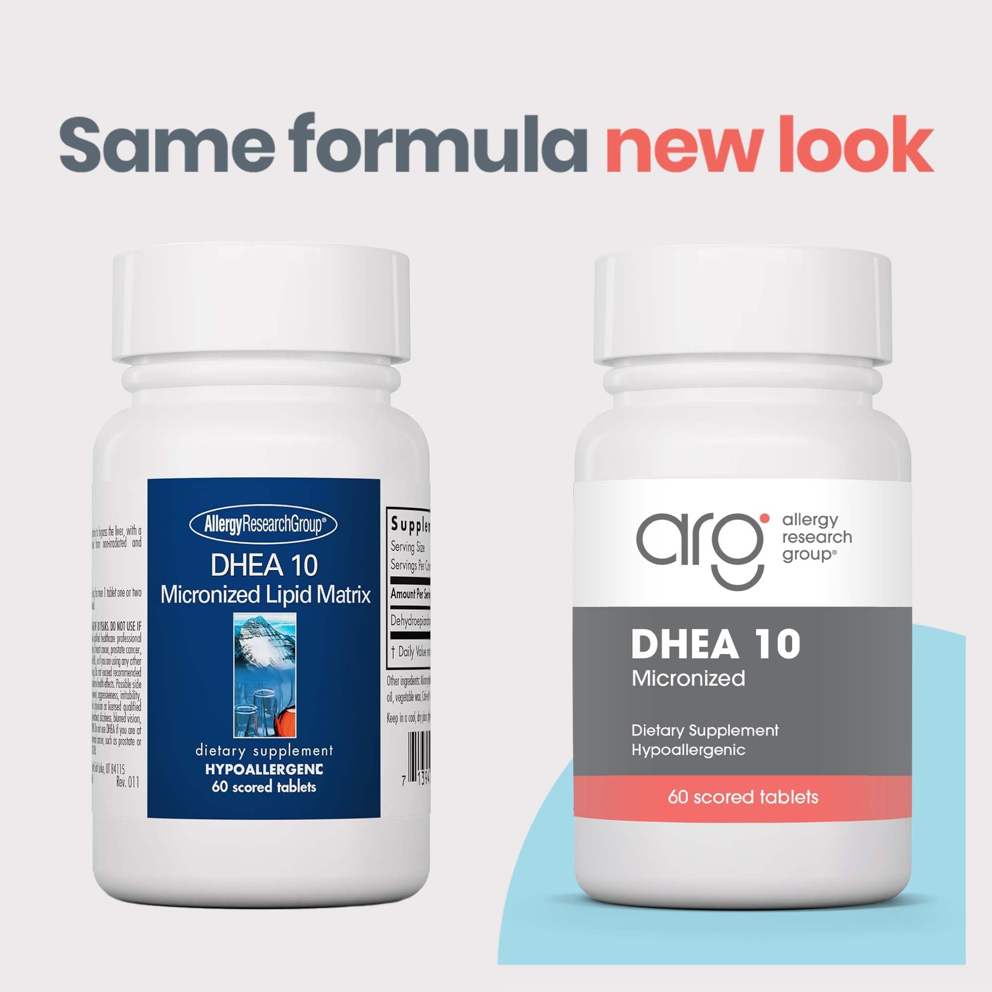 Supplement facts panel for DHEA 10mg