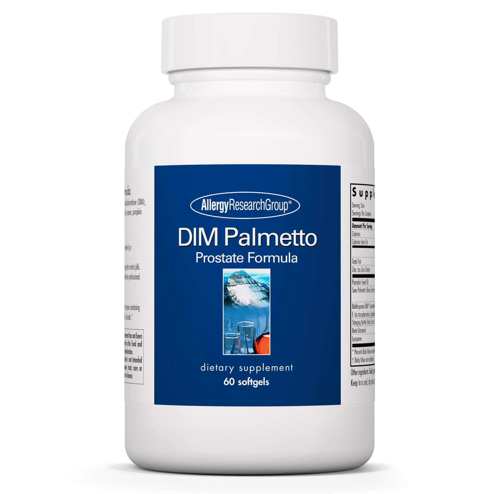 Allergy Research Group DIM Palmetto Prostate Support softgels bottle on white background