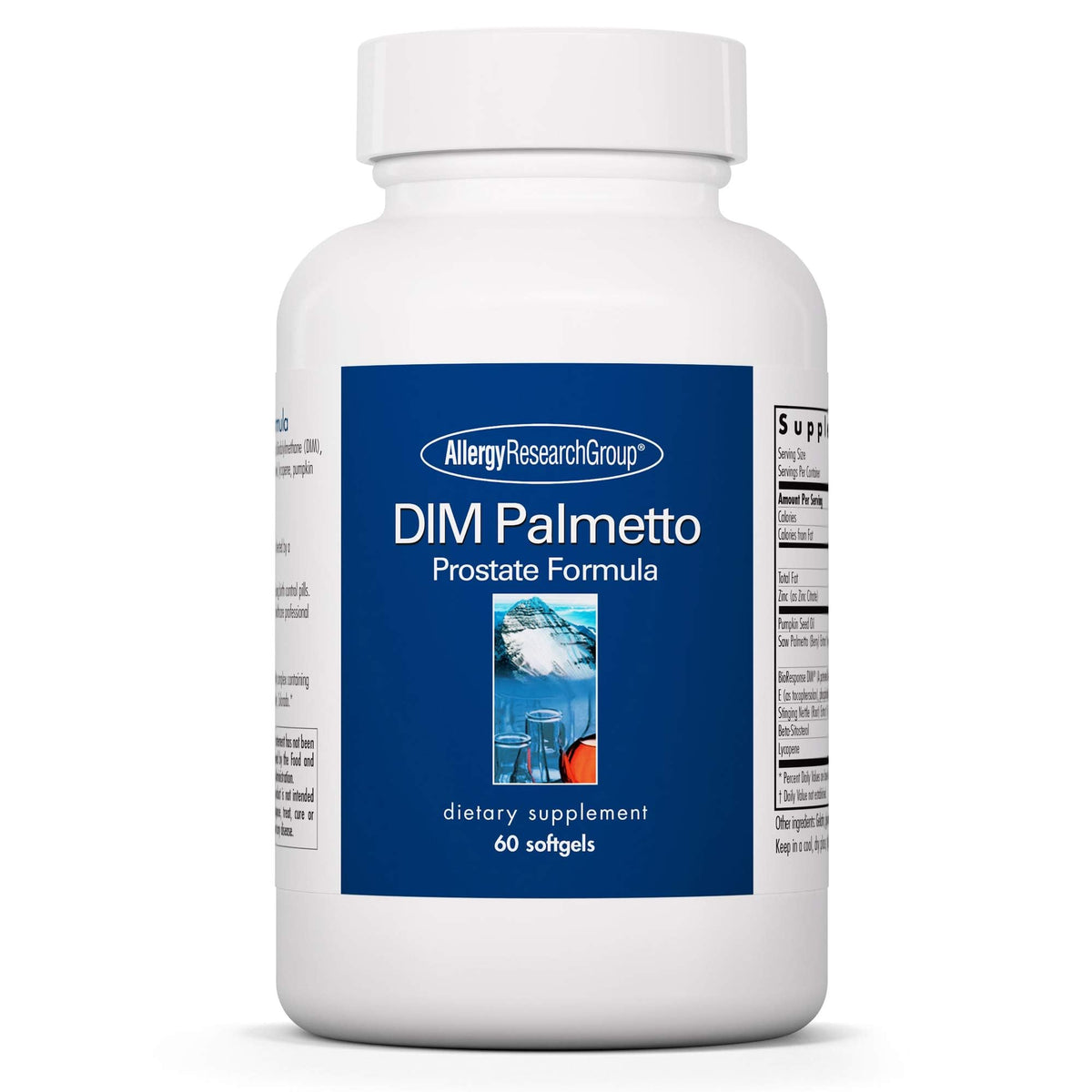 Allergy Research Group DIM Palmetto Prostate Support softgels bottle on white background
