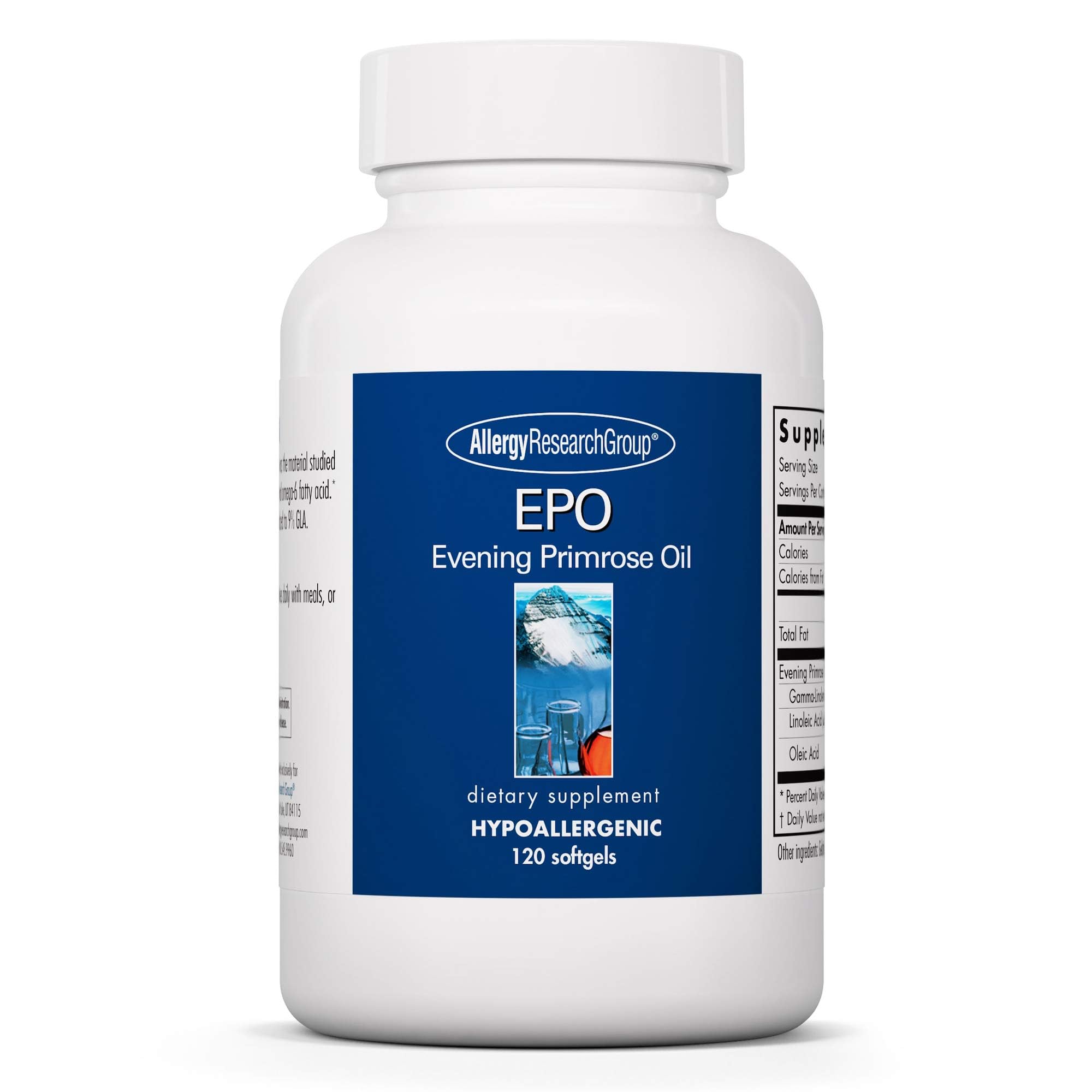 Allergy Research Group EPO bottle with 500mg evening primrose oil softgels