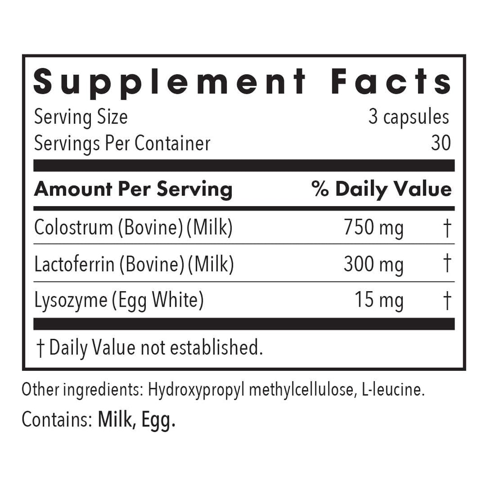 Close-up of Laktoferrin with Colostrum bottle label