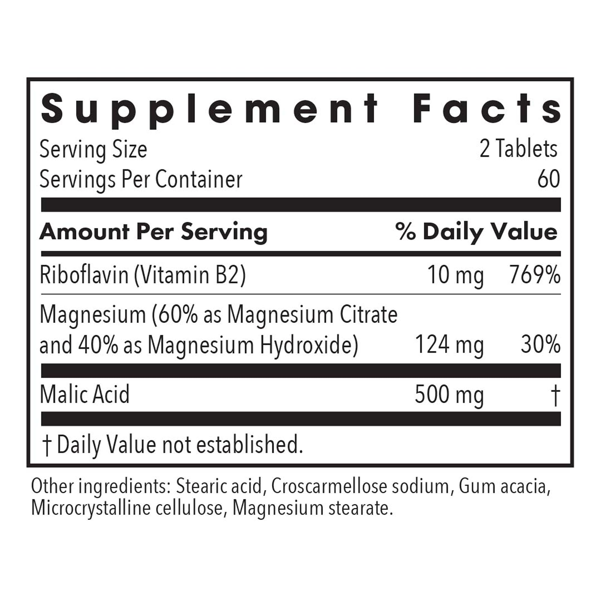 Vitamin B2 (riboflavin) in Magnesium Malate Forte
