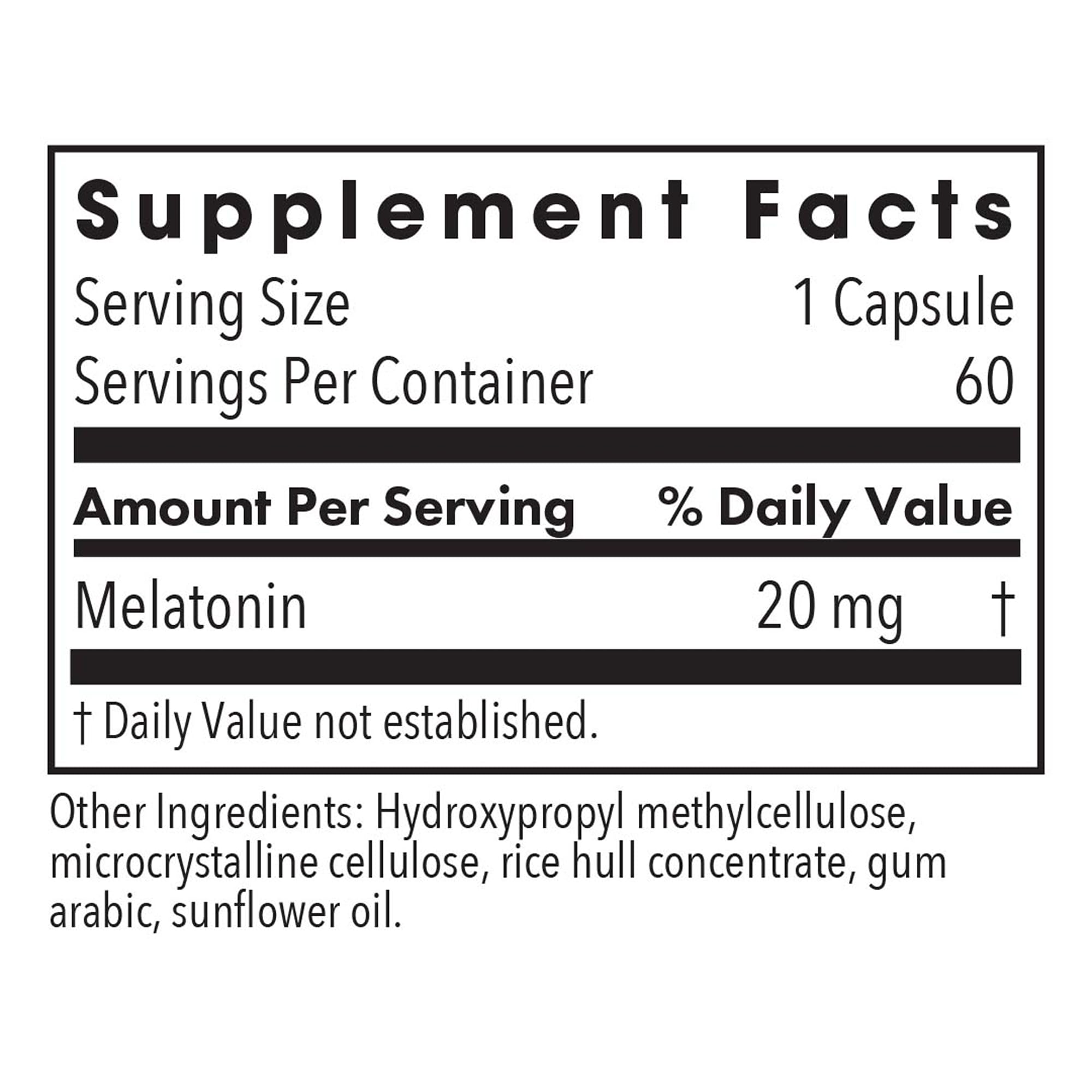 Vegetarian melatonin capsules packaging
