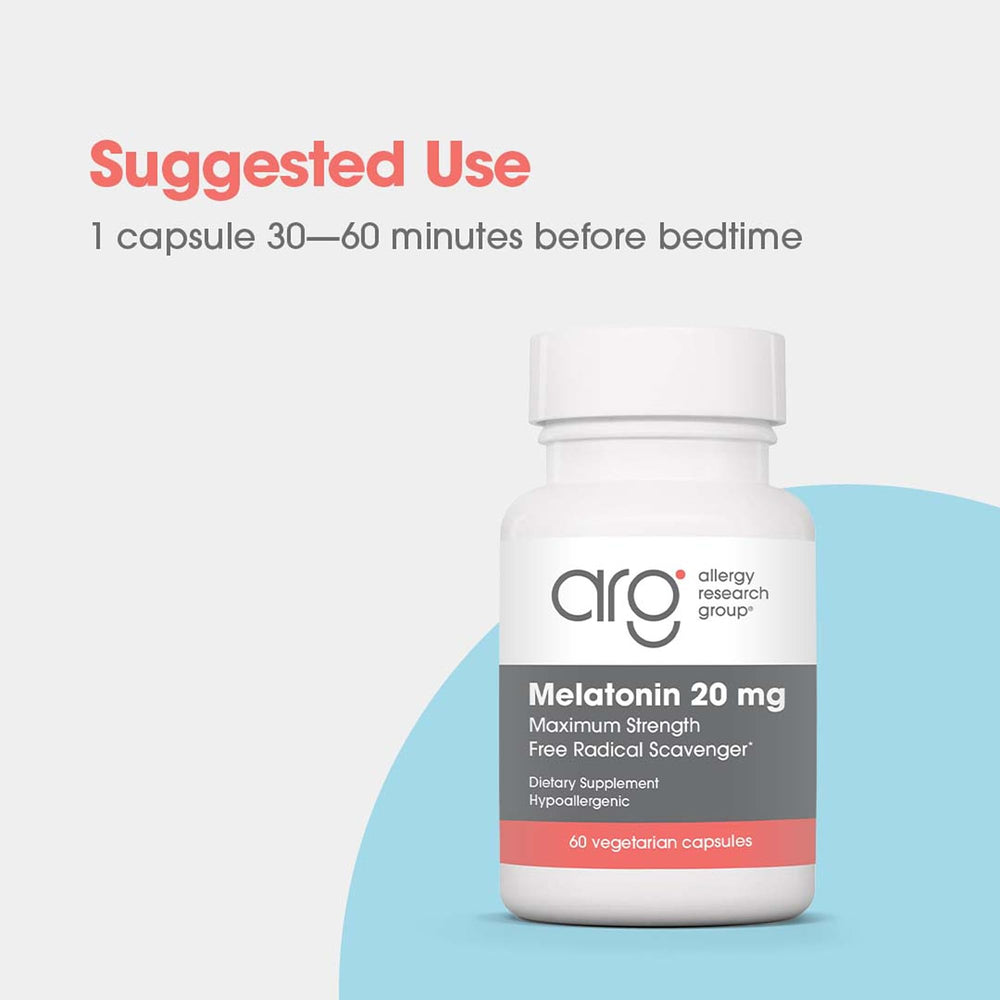Allergy Research Group logo with high-dose melatonin information