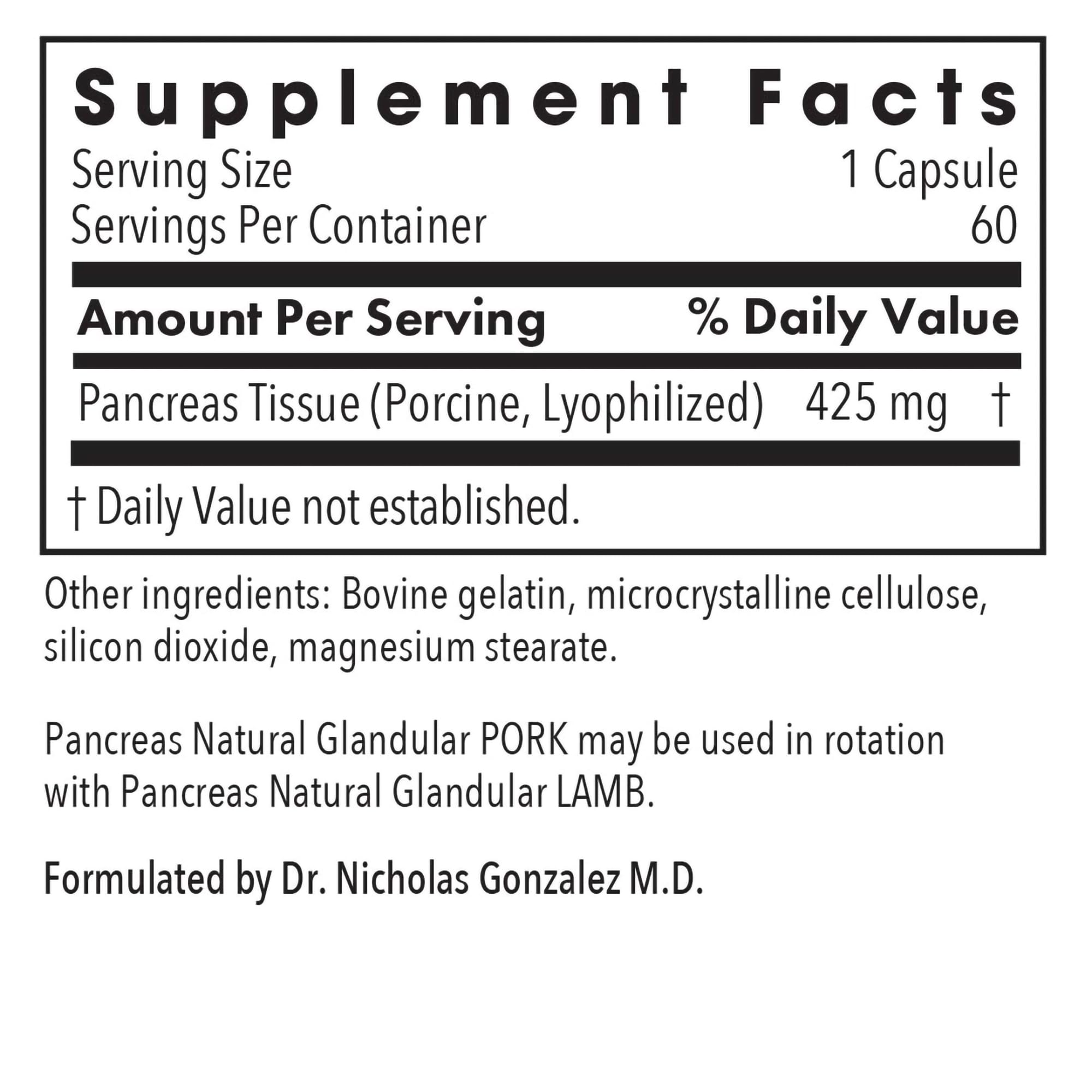 Pancreas pork supplement capsules