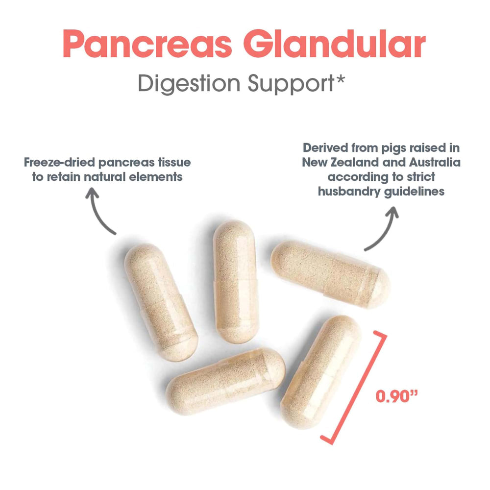 Source note: lyophilized pancreas tissue from pigs raised in New Zealand and Australia