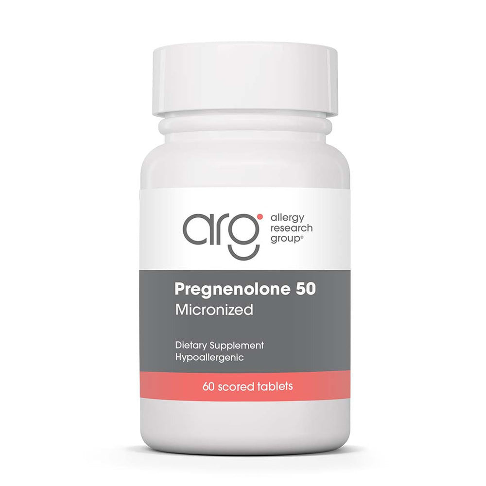 Allergy Research Group pregnenolone bottle front with plant-sourced formula for daily support