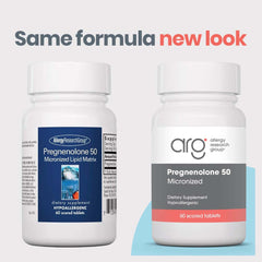 Allergy Research Group pregnenolone bottle side label highlighting non-GMO wild yam source