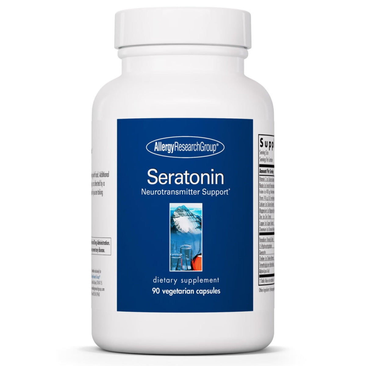 Bottle of Allergy Research Group Seratonin Supplement with 90 vegetarian capsules