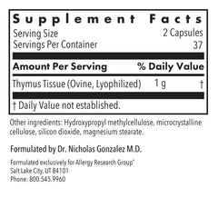 Ovine thymus glandular product from range-fed animals