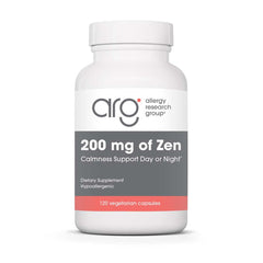 Bottle of Allergy Research Group Zen 200 mg GABA + L-Theanine vegan capsules