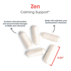 Front packaging detail of Zen calming supplement