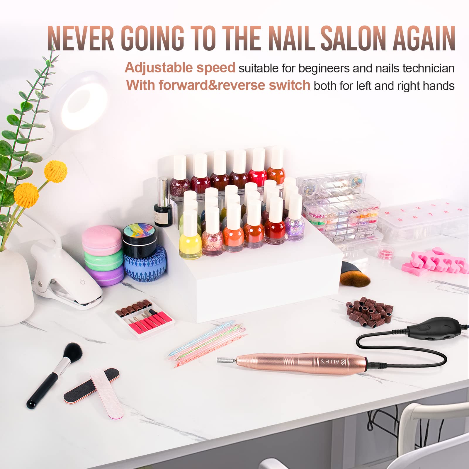 Nail drill bits and sanding bands for versatile filing by ALLE'S