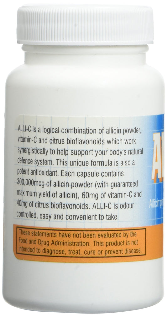 Diagram showing Allisure allicin with Vitamin C and citrus bioflavonoids ingredients