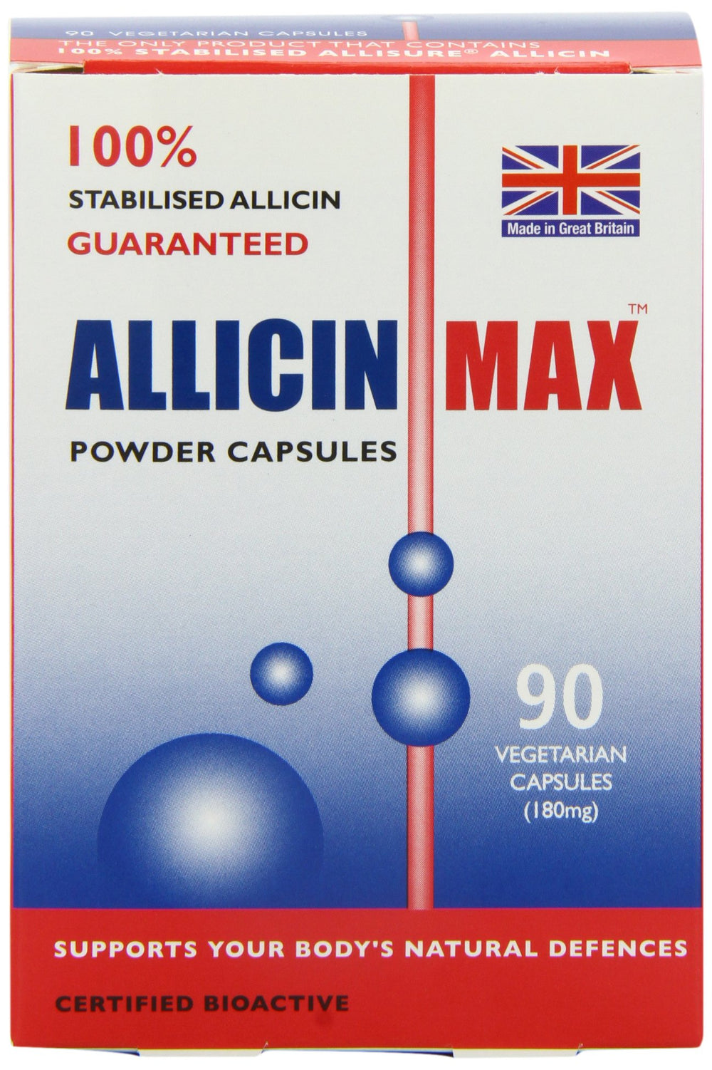 Bottle of Allicin Max 100% Pure Allicin with 30 vegan capsules