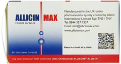 Close-up of Allicin Max bottle label