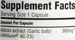Vegan and non-GMO AlliUltra capsule label