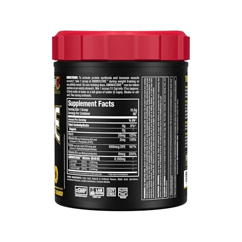 Allmax AminoCore BCAA Pineapple Mango powder dissolves quickly in water.