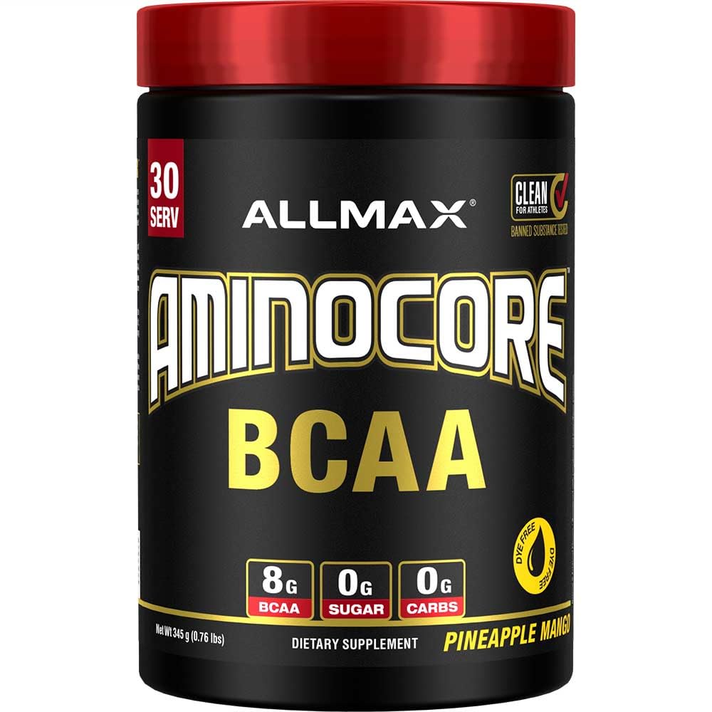 ALLMAX AMINOCORE BCAA powder tub front view