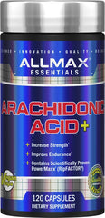 Front view of ALLMAX Essentials ARA+ 120 capsules bottle