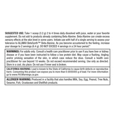 Packaging label of ALLMAX Beta-Alanine