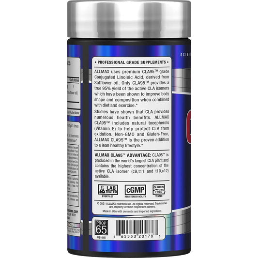 Close-up of CLA95 capsules showing 950 mg of pure CLA