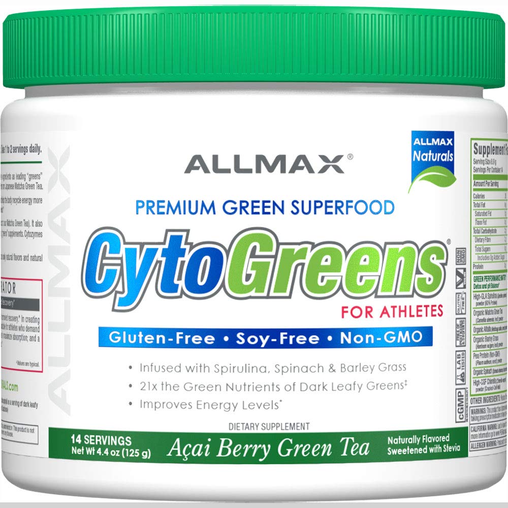 Front view of ALLMAX Cytogreens packaging
