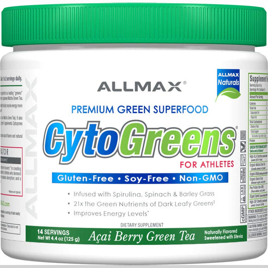 Front view of ALLMAX Cytogreens packaging